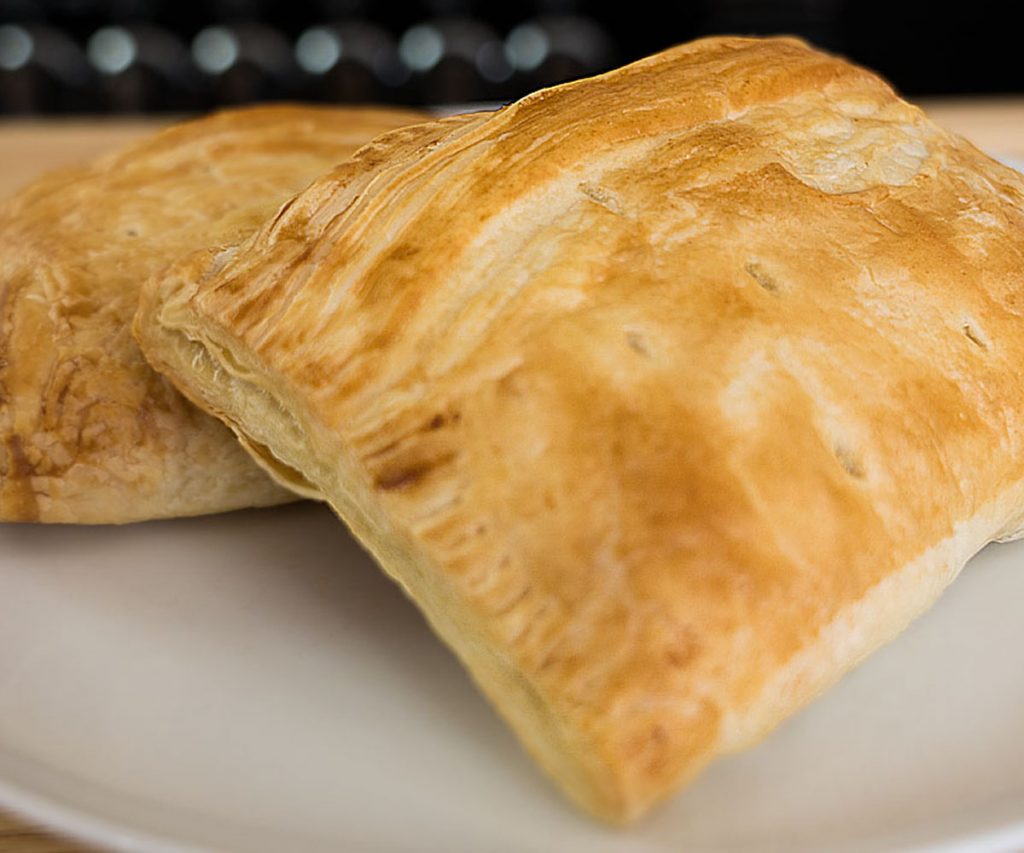 A picture of 2 cheese and onion pasties